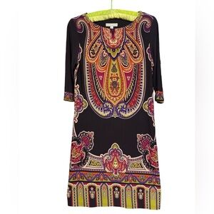 Sandra Darren Tunic Shift Dress NWOT SZ 6 Paisley Pattern & Black